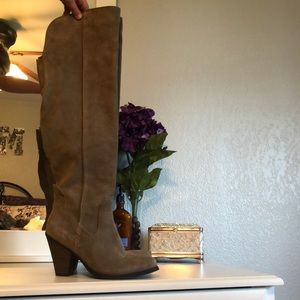 Over the Knee Tan Suede Boots